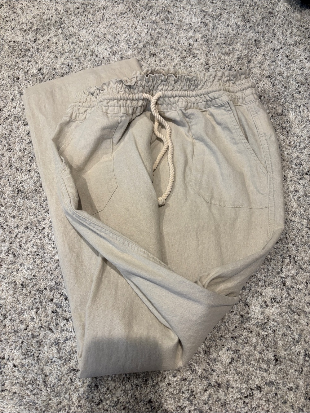 Roxy Oceanside linen beach pants sand khaki S